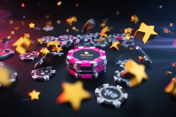 Parlayan bir rulet çarkı ve düşen fişler, MERIT CASINO’teki canlı ve anında kazanılan oyunları simgeler.